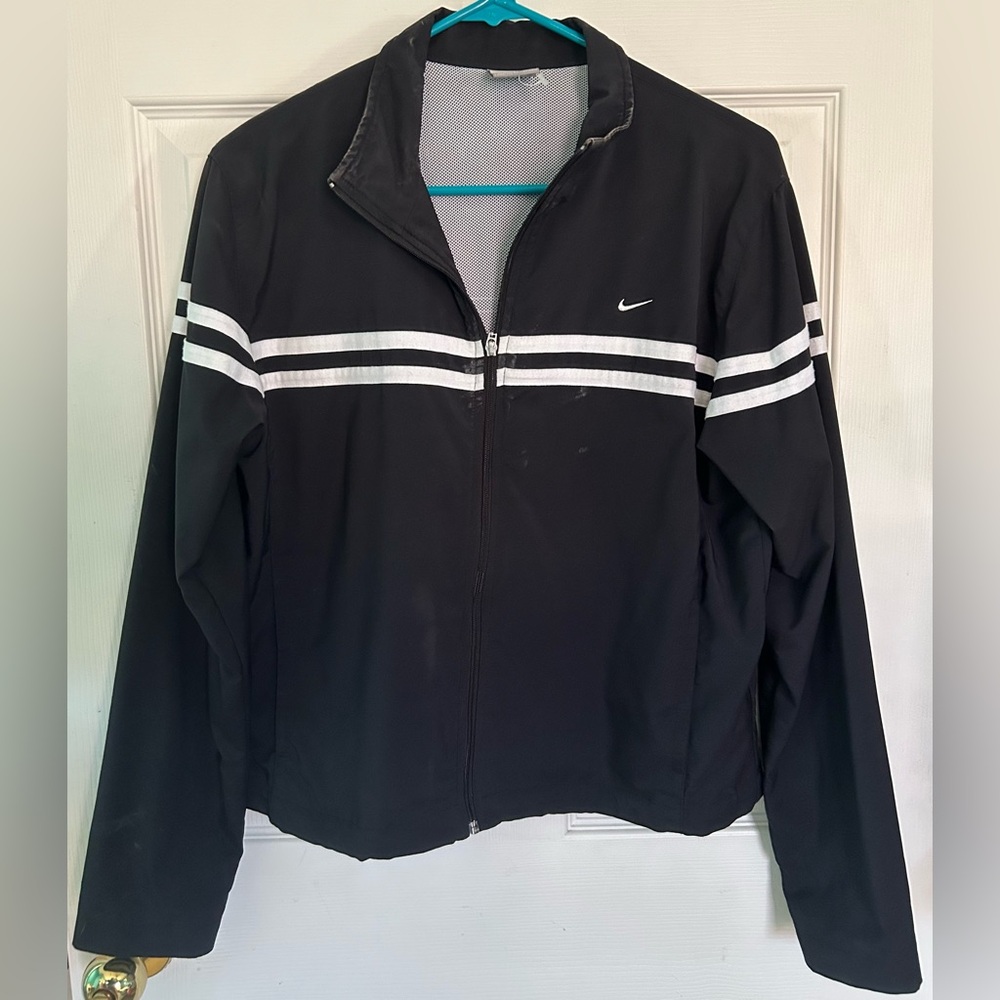 Nike Black Jacket with White Stripes